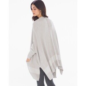 Barefoot Dreams CozyChic Lite Cliffside Wrap Cardigan Gray/Beige  One Size EUC!!